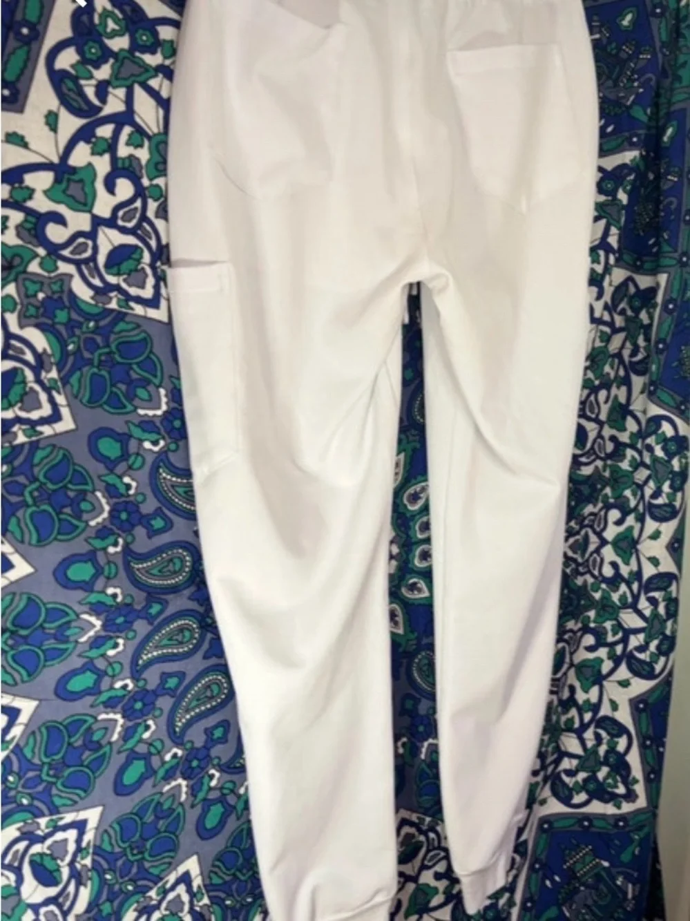 Mandala White Jogger style scrub pants